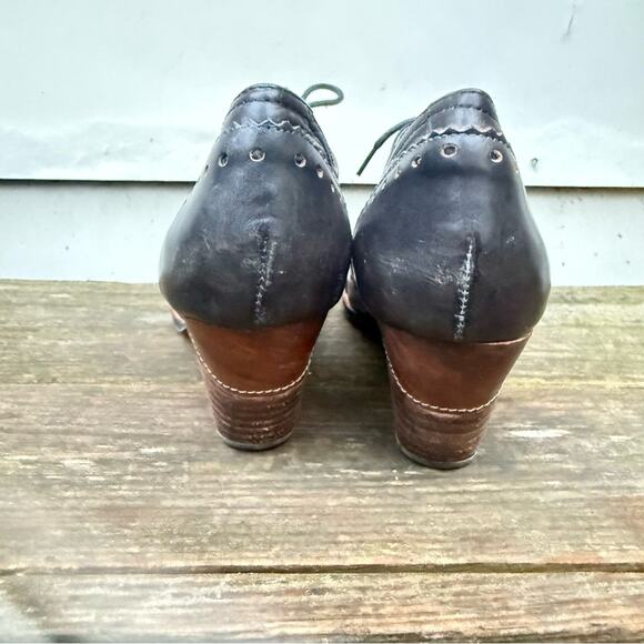 L'Artiste Spring Step Bardot derby Oxford leather colorblock heel 40 brown black - Picture 6 of 9